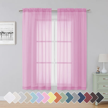 Simplebrand Black Sheer Curtains 84 Inches Long 2 Panels for Living Room