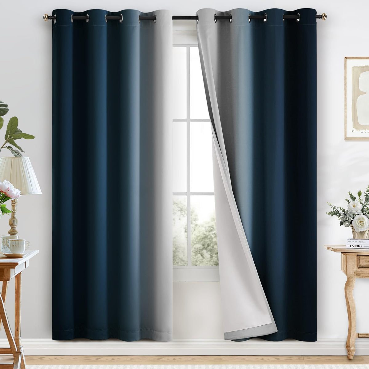 COSVIYA Grommet Room Darkening Ombre Purple Curtains W52xL63 inch