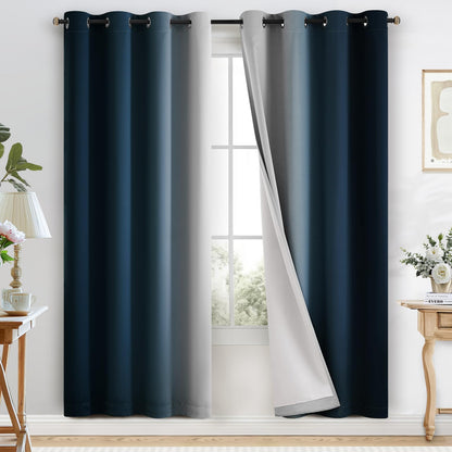 COSVIYA Grommet Room Darkening Ombre Purple Curtains W52xL63 inch