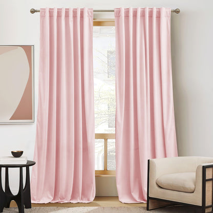 RYB HOME Blue Velvet Blackout Curtains for 84 inches Bedroom Living Room