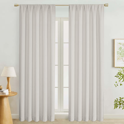 Lecloud Sage Green Room Darkening Curtains 54 Inch Length 2 Panels, Window Curtains for Bedroom, Energy Thermal Insulating Rod Pocket Curtain Drapes for Small Window, 40" W x 54" L