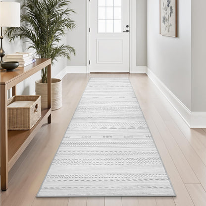 5x7 Area Rugs for Living Room Machine Washable Rug Distressed Indoor Carpet Neutral Moroccan Boho Rug Ultra Soft Area Rug for Bedroom Dining Room Playroom Office, Grey