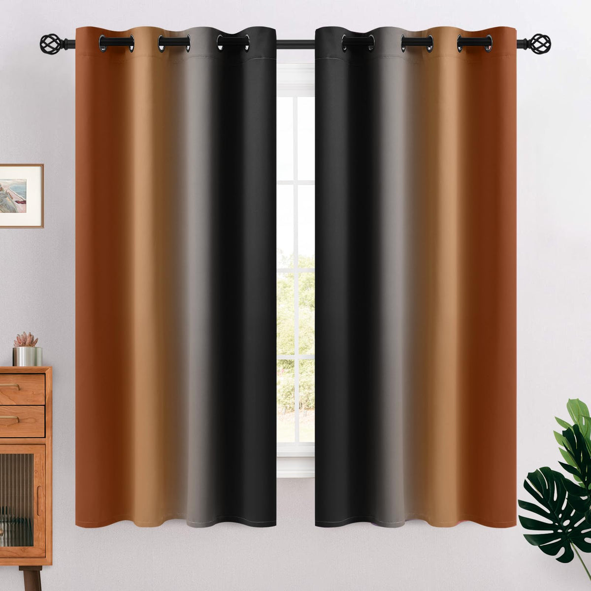 COSVIYA Grommet Room Darkening Ombre Purple Curtains W52xL63 inch
