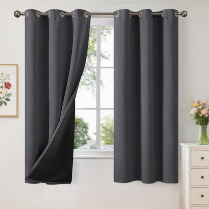 YoungsTex Black Blackout Curtains for Bedroom, Thermal Drapes Heat Blocking