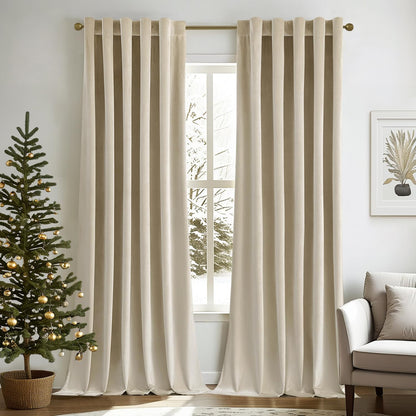 MIULEE Velvet Curtains 52x84 inches 2 Panels Olive Green Blackout Curtains