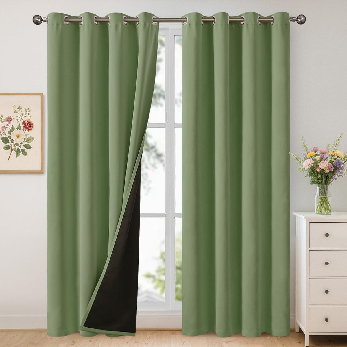 YoungsTex Black Blackout Curtains for Bedroom, Thermal Drapes Heat Blocking