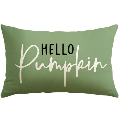 Artscope Hello Pumpkin Beige Lumbar Throw Pillow Cover 12x20 Inch Fall Decoration Cushion Cover Thanksgiving Farmhouse Pillow Case for Home Sofa Couch Decor