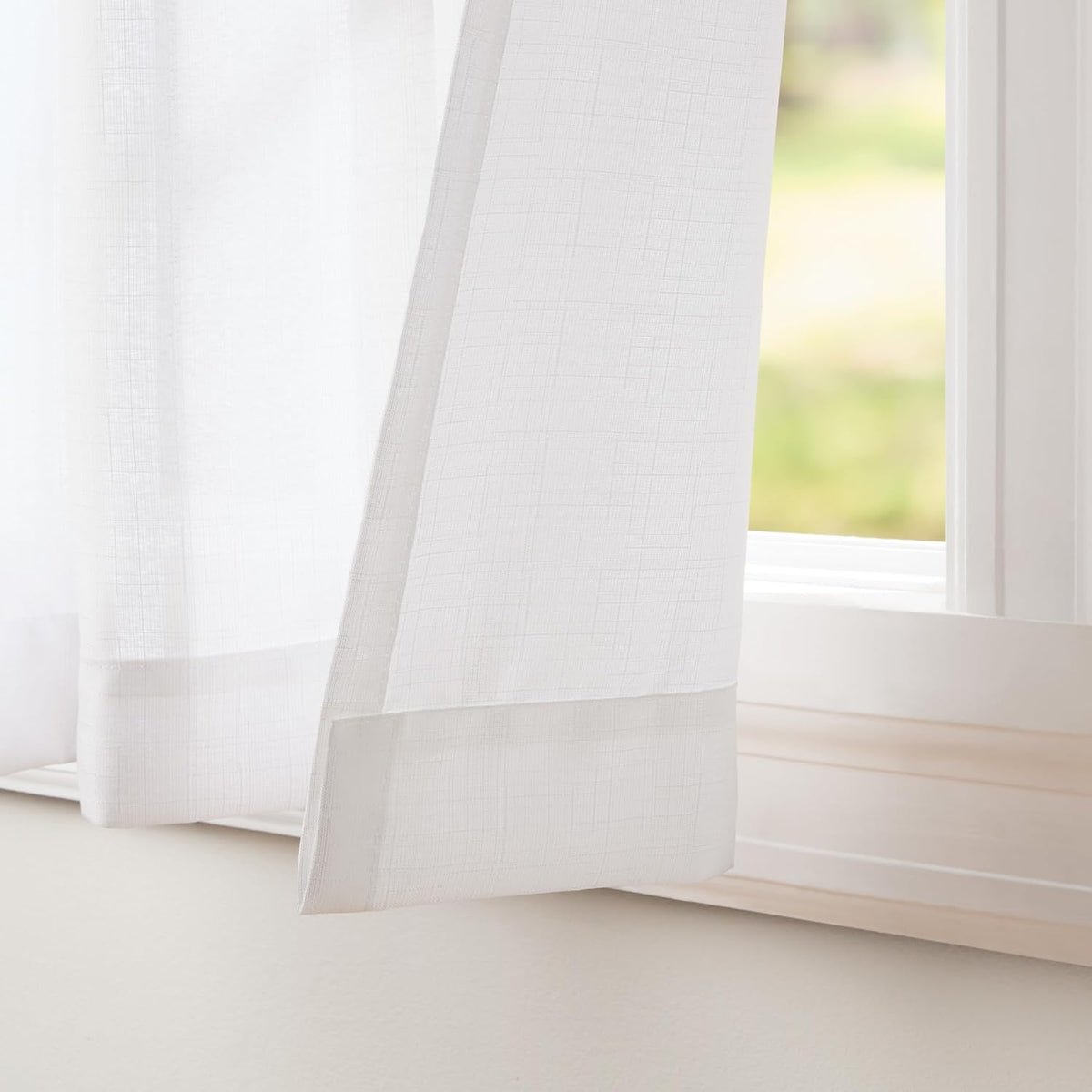Exclusive Home Loha Linen Grommet Top Curtain Panel Pair, 84"x54", Winter White