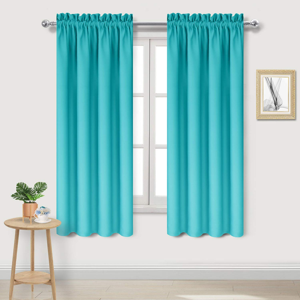 DWCN Blackout Curtains for Bedroom Living Room 42 x 63 Inch Long Black