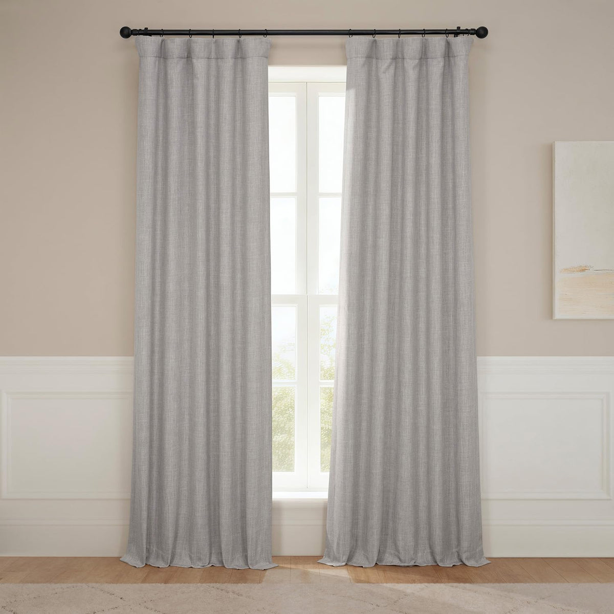 Faux Linen Curtains for Living Room (1 Panel) - 50W X 108L, Birch Taupe