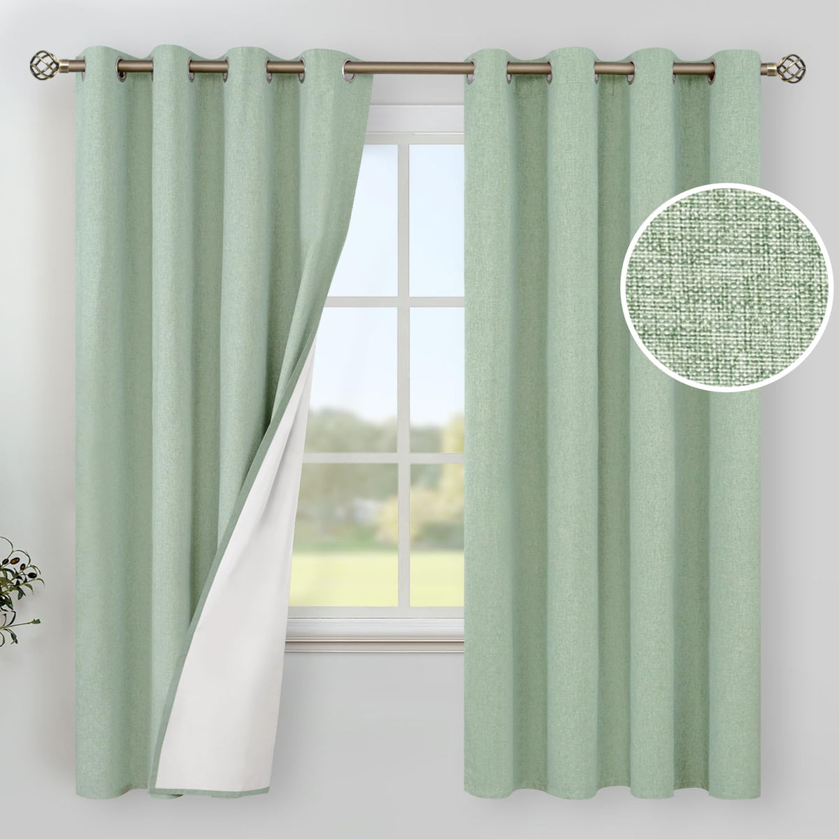 YoungsTex Black Blackout Curtains for Bedroom, Thermal Drapes Heat Blocking