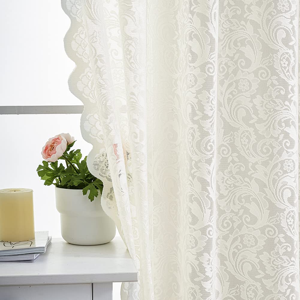 ALIGOGO Black Lace Curtains for Living Room, Gothic Decor, 52W x 84L Inch