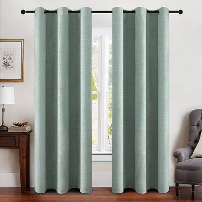 MIULEE 100% Blackout Linen Curtains for Bedroom 52x84 Inches Natural Beige