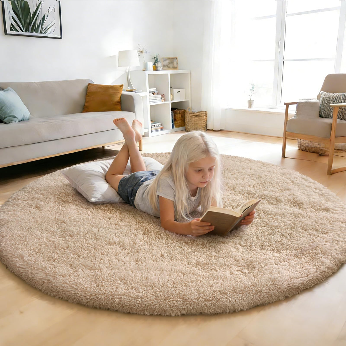 8x10 Fluffy Area Rugs for Living Room,Black Large Shag Area Rug for Bedroom