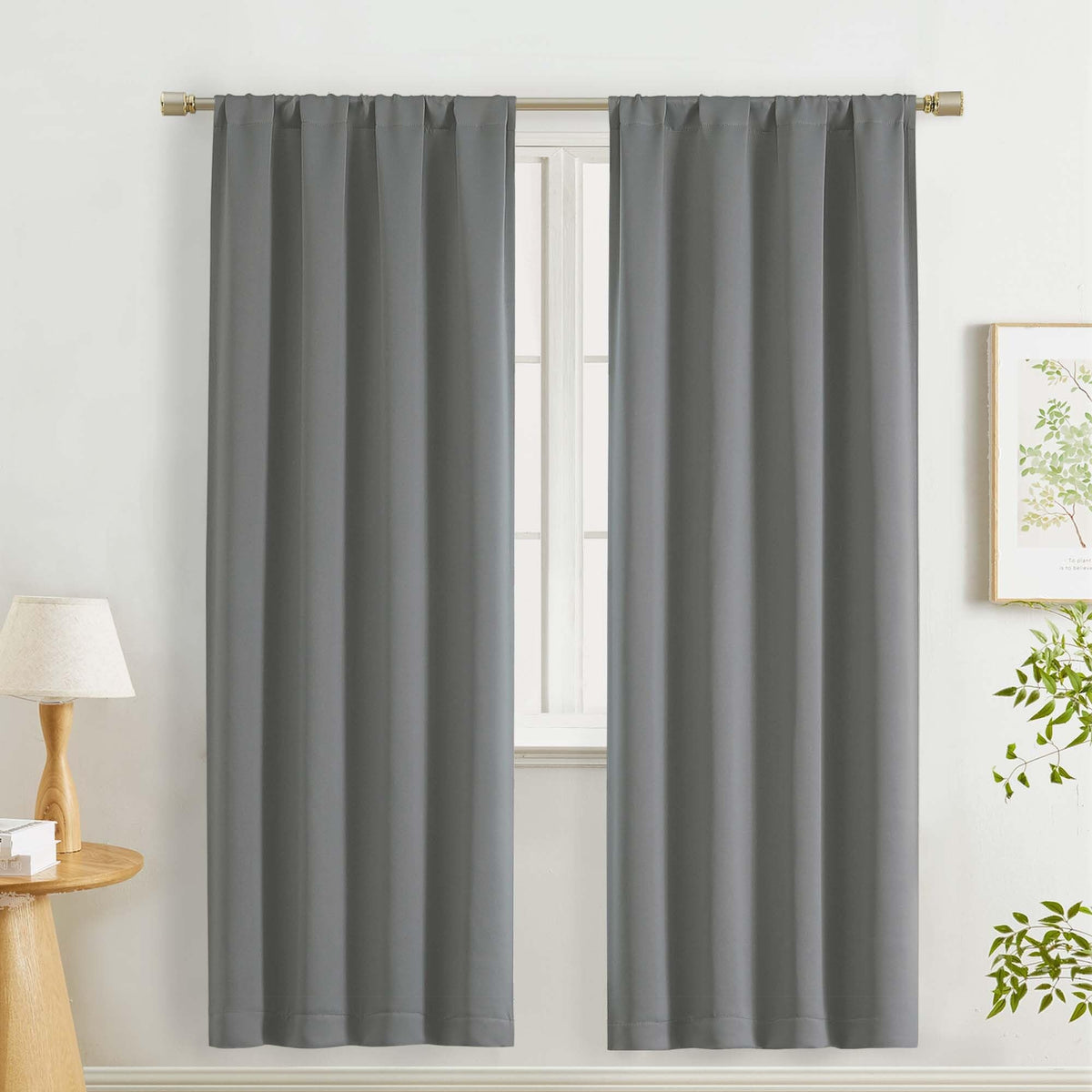 Lecloud Sage Green Room Darkening Curtains 54 Inch Length 2 Panels, Window Curtains for Bedroom, Energy Thermal Insulating Rod Pocket Curtain Drapes for Small Window, 40" W x 54" L