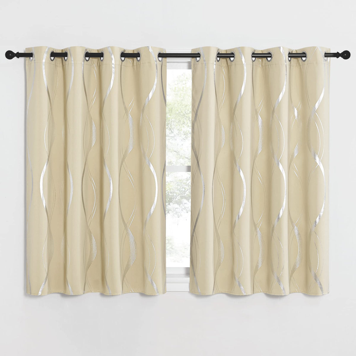 NICETOWN Grey Blackout Striped Pattern Curtains for Living Room, 52 x 84