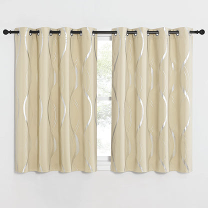 NICETOWN Grey Blackout Striped Pattern Curtains for Living Room, 52 x 84