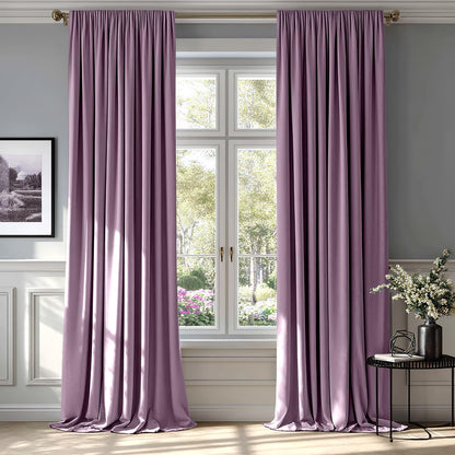 MIULEE Dusty Rose Pink Velvet Room Darkening Curtains for Bedroom W52 x L84
