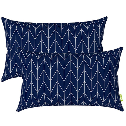 LVTXIII Set of 2 Patio Lumbar Pillows, 12" x 20" Fade Resistant Outdoor Lumbar Pillow with Inners, Fluffy Decorative Garden Lumbar Cushions for Home Patio Coach Sofa Use, Jacobean Black