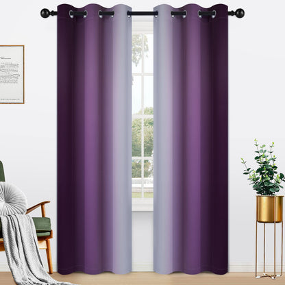 Yakamok Ombre Curtains Blue and Greyish White for Living Room,52Wx84L