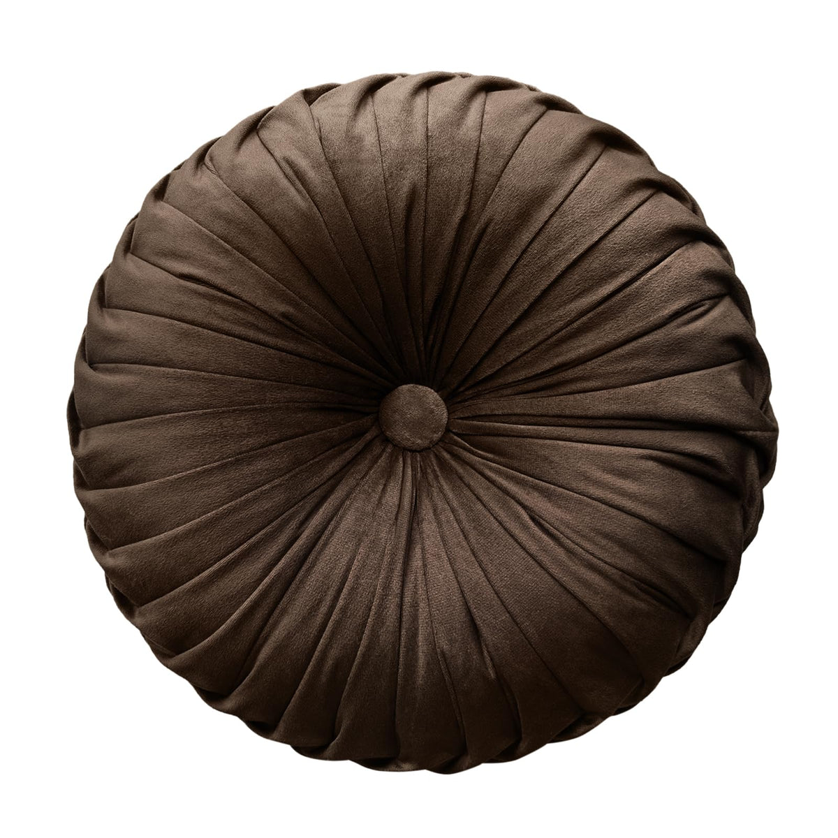 Teieas Round Throw Pillow Velvet Pleated Round Pillow Cushion Light Blue