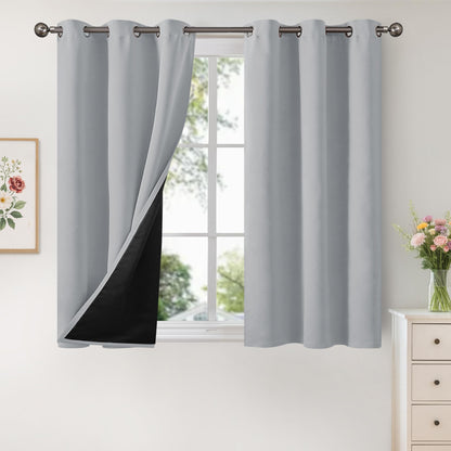 YoungsTex Black Blackout Curtains for Bedroom, Thermal Drapes Heat Blocking