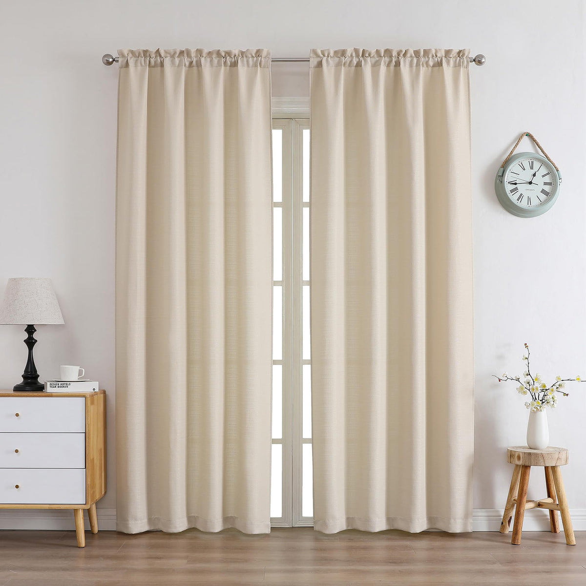 Chyhomenyc White Curtains 84 Inch Length 2 Panels 40Wx84L inches