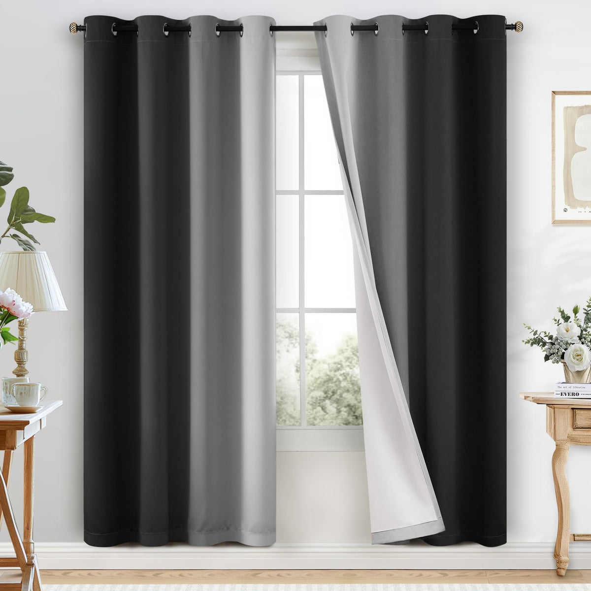 COSVIYA Grommet Room Darkening Ombre Purple Curtains W52xL63 inch