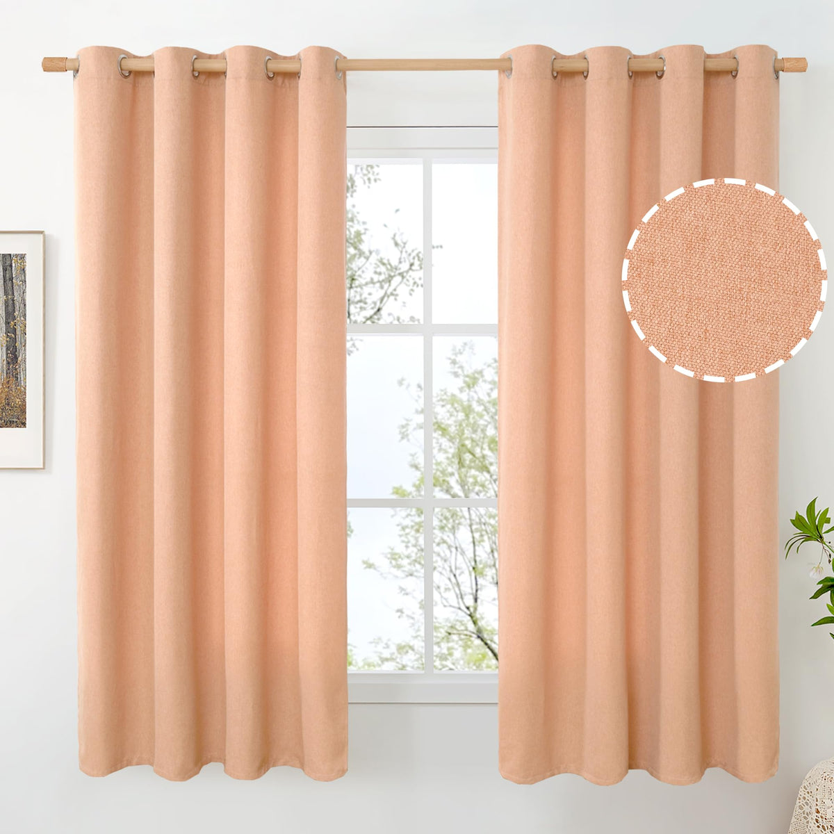 BGment Oatmeal Linen Curtains 84 Inch Length 2 Panels Set for Living Room