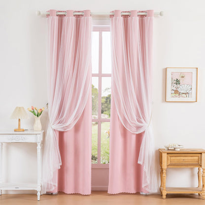 Anytime Double Layer Blackout Curtains 2 Panels，52Wx84L，Greyish White