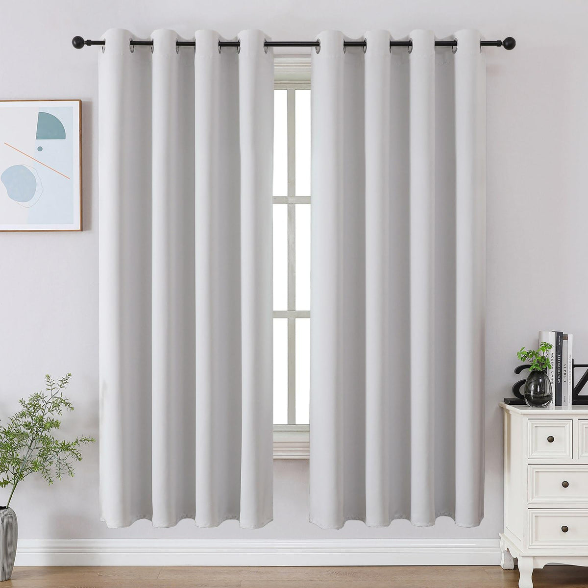 CUCRAF Beige Blackout Curtains 84 inch Length 2 Panels Set, Room Darkening Drapes for Living Room Bedroom, Thermal Insulated Light Blocking Grommet Window Curtain (W52 x L84 Inch)