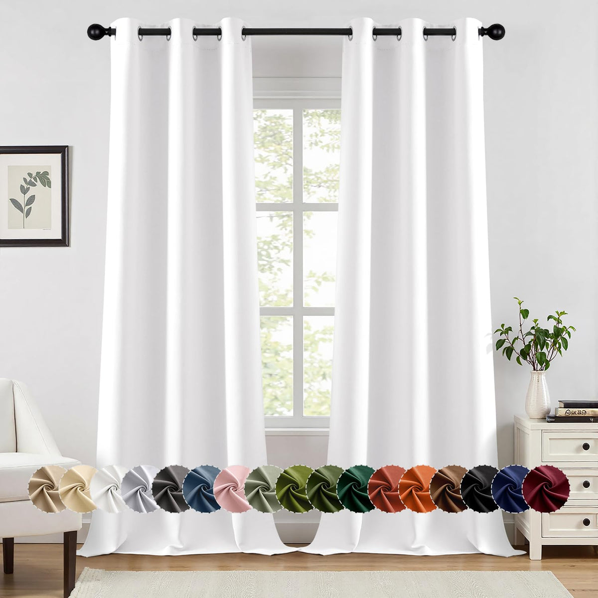MIULEE Blackout Curtains for Bedroom 2 Panels 40 x 63 Inch Long Dark Grey