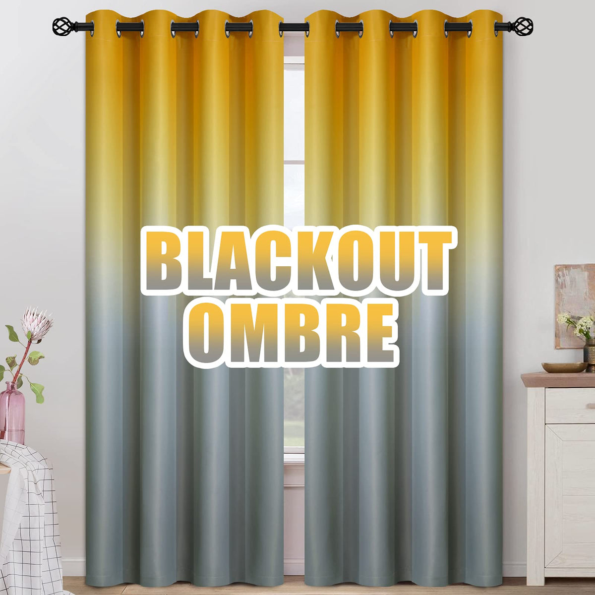 COSVIYA Grommet Room Darkening Ombre Purple Curtains W52xL63 inch