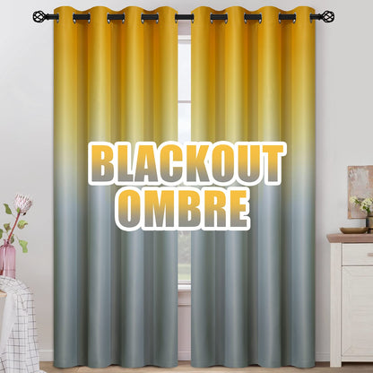 COSVIYA Grommet Room Darkening Ombre Purple Curtains W52xL63 inch
