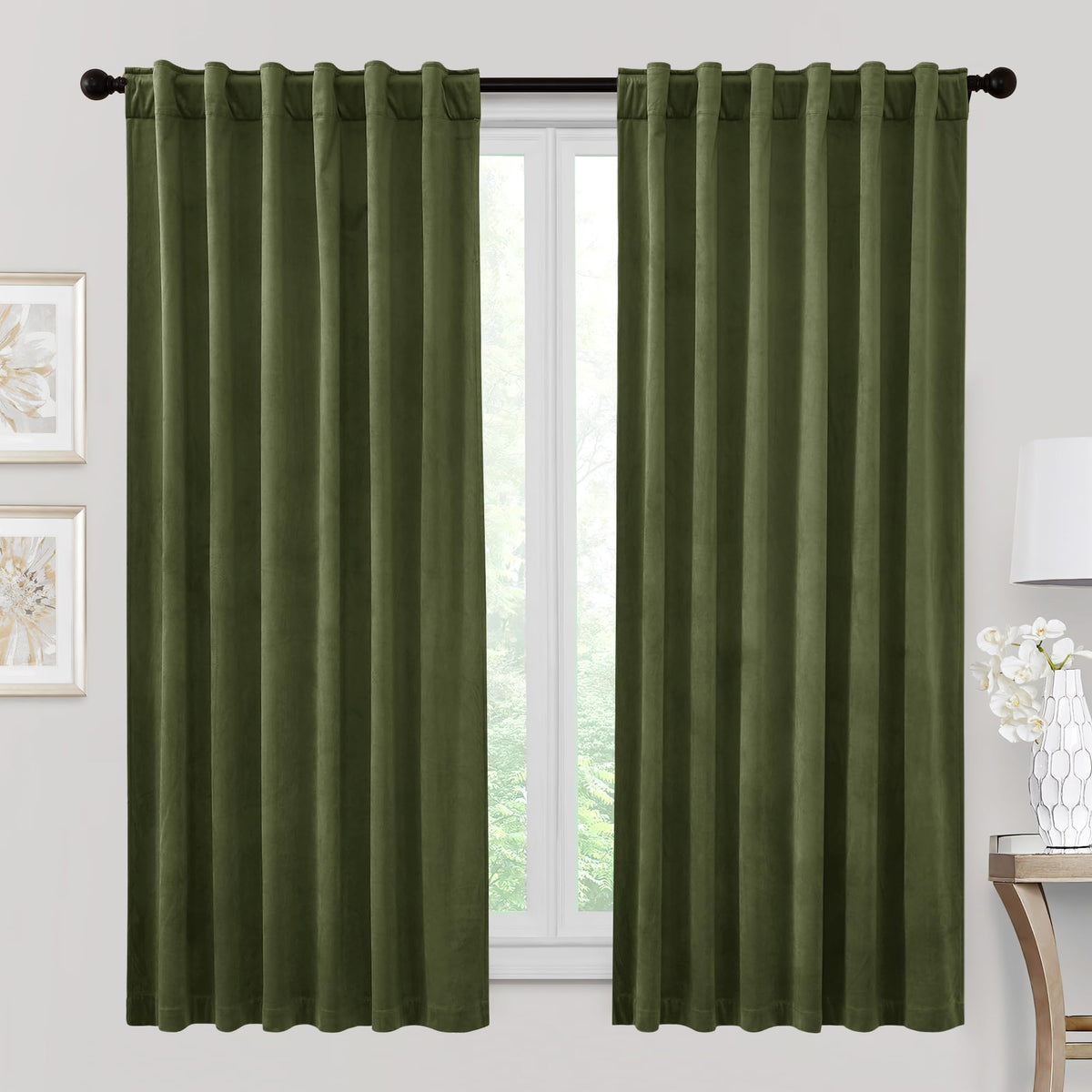 RYB HOME Blue Velvet Blackout Curtains for 84 inches Bedroom Living Room