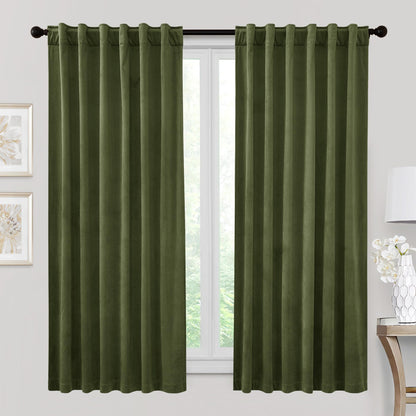 RYB HOME Blue Velvet Blackout Curtains for 84 inches Bedroom Living Room