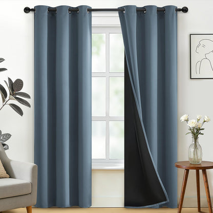 SimpleHome Cream 100% Blackout Curtains Room Darkening Living Room 84 Inch