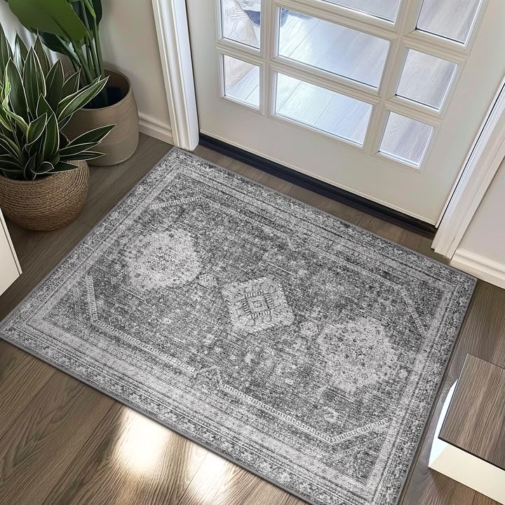 GENIMO 8x10 Washable Area Rugs for Living Room, Non Slip, Taupe Brown