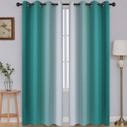 SimpleHome Ombre Black to Grey White Curtains for Living Room 52Wx84L