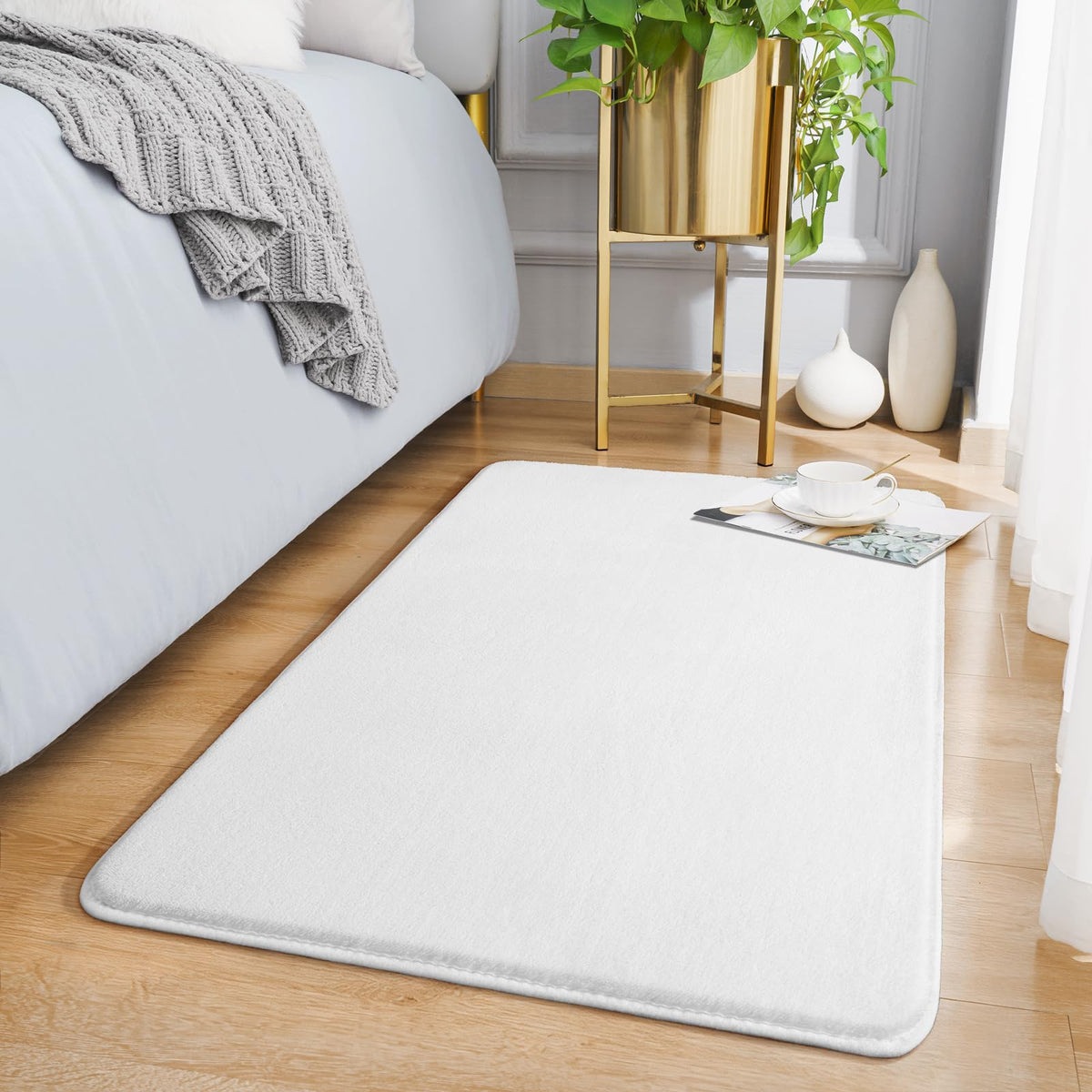 Amearea Modern Area Rugs for Bedroom Living Room, 4x6 Blue Memory Foam Rug