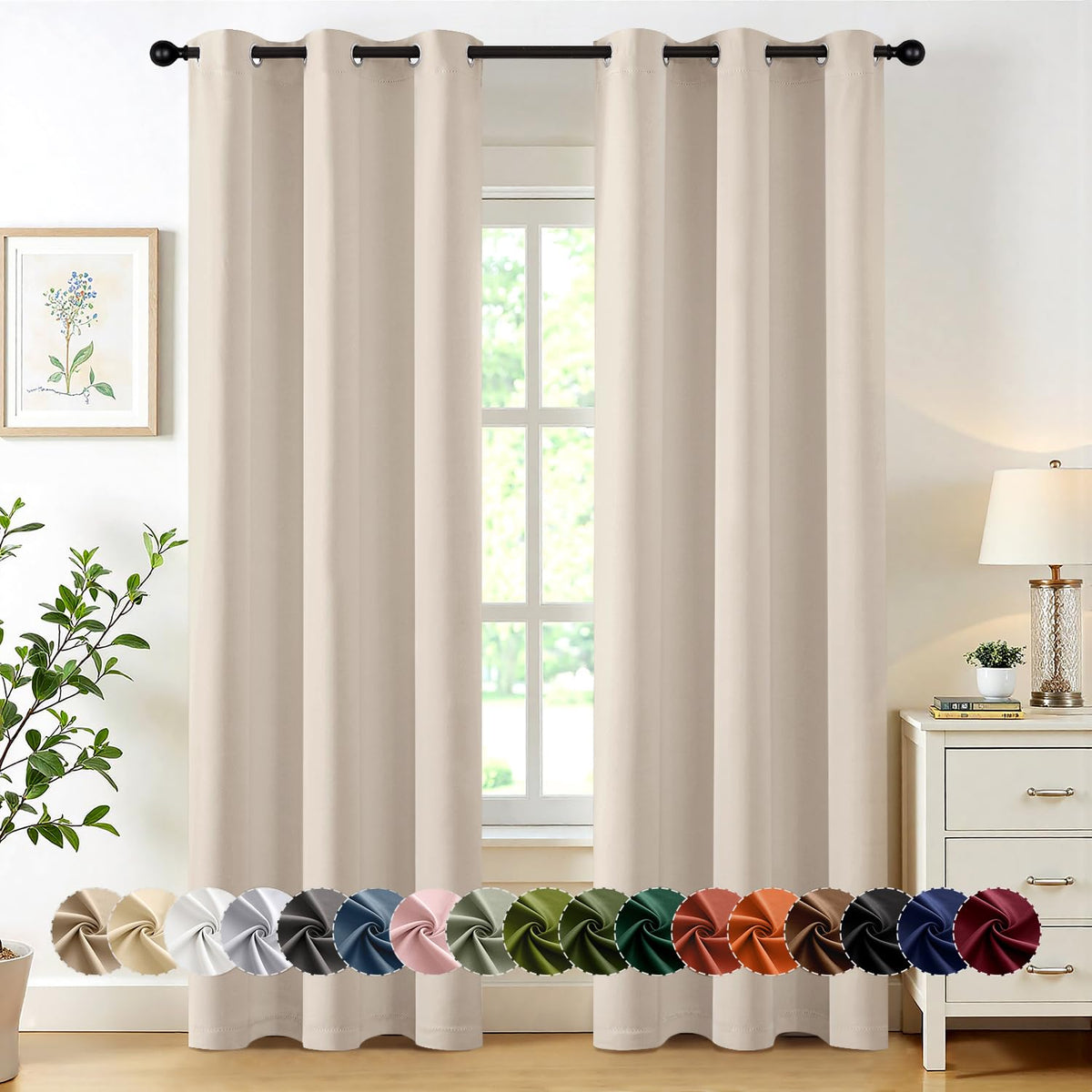 MIULEE Blackout Curtains for Bedroom 2 Panels 40 x 63 Inch Long Navy Blue