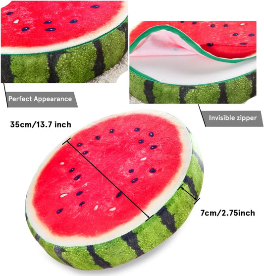 HYSEAS Round Throw Pillows 14 Inch Watermelon, 3D Print Decorative Plush Funny Fruit Stuffed Cushions Seat Pad for Couch, Chair, Floor, Sofa