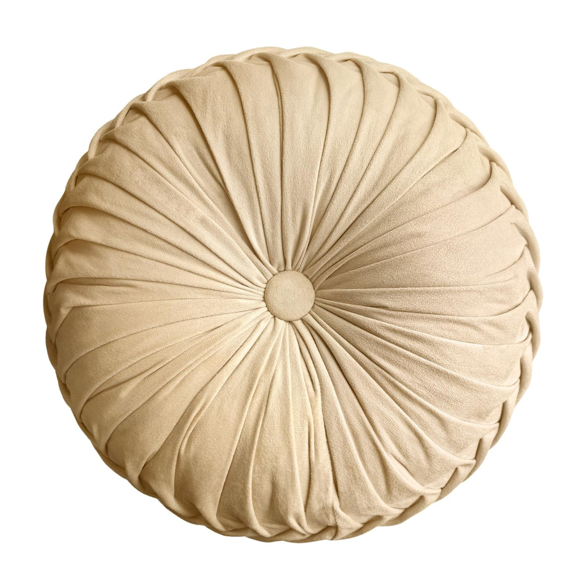Teieas Round Throw Pillow Velvet Pleated Round Pillow Cushion Light Blue