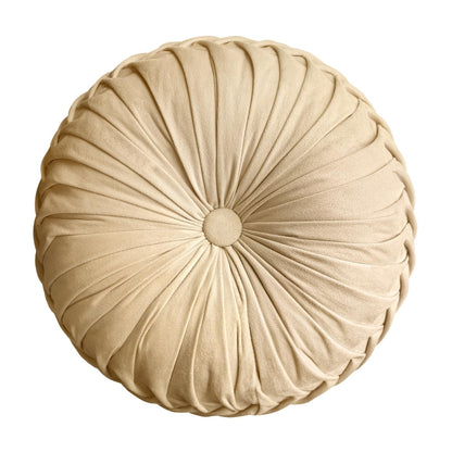 Teieas Round Throw Pillow Velvet Pleated Round Pillow Cushion Light Blue