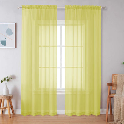 Simplebrand Black Sheer Curtains 84 Inches Long 2 Panels for Living Room