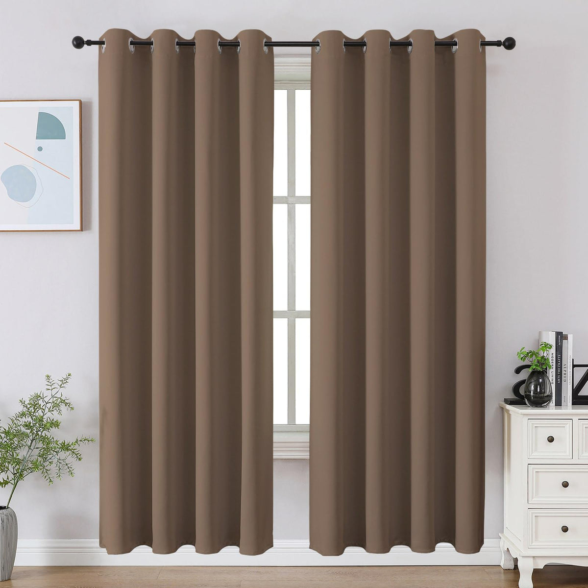 CUCRAF Beige Blackout Curtains 84 inch Length 2 Panels Set, Room Darkening Drapes for Living Room Bedroom, Thermal Insulated Light Blocking Grommet Window Curtain (W52 x L84 Inch)