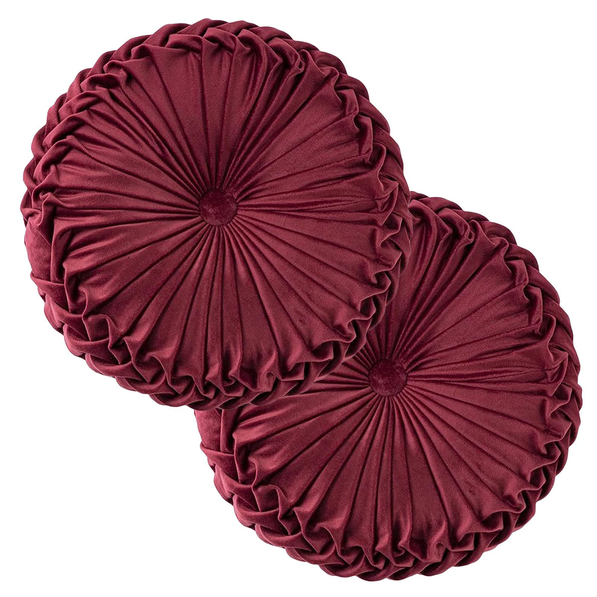 Teieas Round Throw Pillow Velvet Pleated Round Pillow Cushion Light Blue
