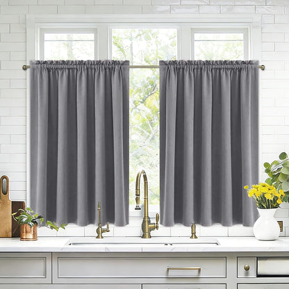 DWCN Blackout Curtains for Bedroom Living Room 42 x 63 Inch Long Black