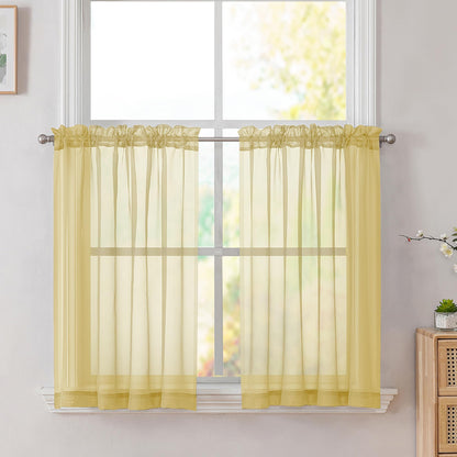 Simplebrand Black Sheer Curtains 84 Inches Long 2 Panels for Living Room