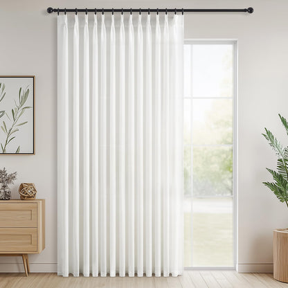 Topfinel Oatmeal Beige Pinch Pleated Curtains 84 Inches Long for Living Room 2 Panels Sets,Stone Washed Linen Earth Tone Decor Back Tab Boho Neutral Greige Earthy Sheer Curtain for Bedroom